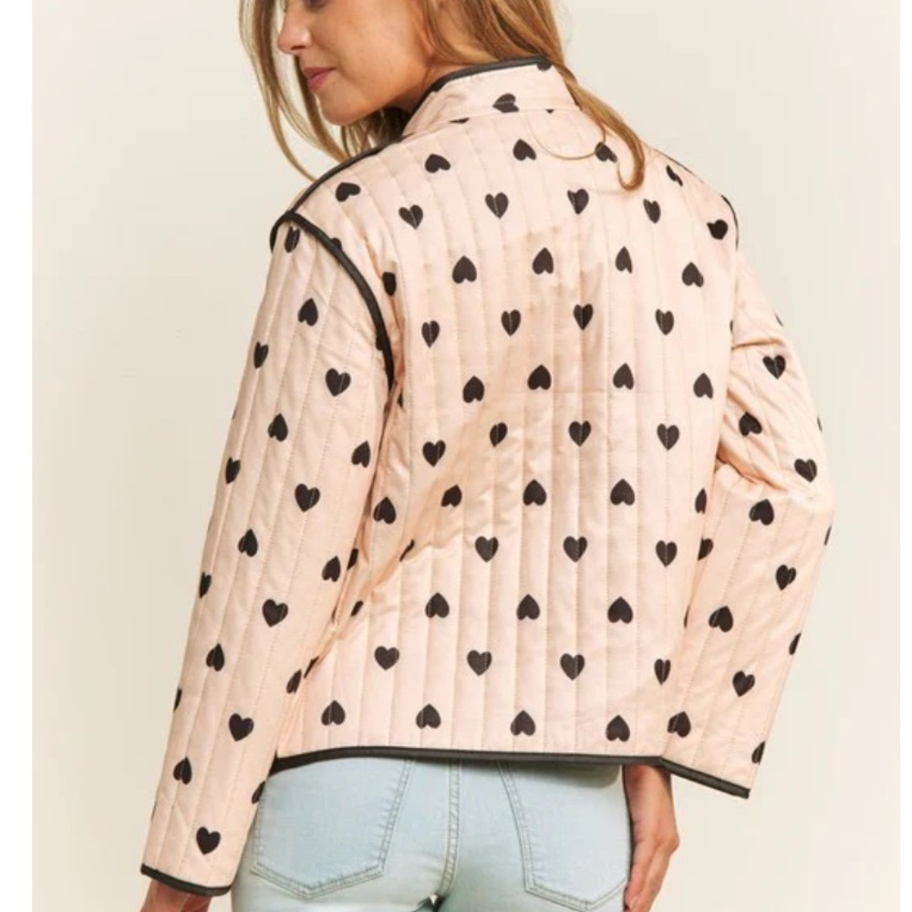 QUILTED HEART LIGHTWEIGHT OPEN PUFFER JACKET SIZE LARGE PINK BLACK - Picture 8 of 16